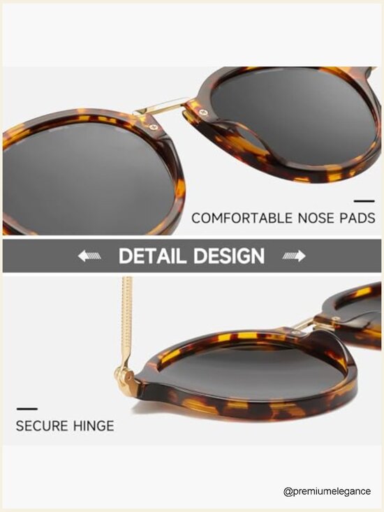 Round Polarized Sunglasses Women Trendy Retro Tortoise Circle Frame